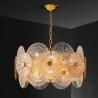 Buy cheap Post Modern Round Metal Led Pendant Lights Glass Lotus Leave Chandelier(WH-MI-308) from wholesalers