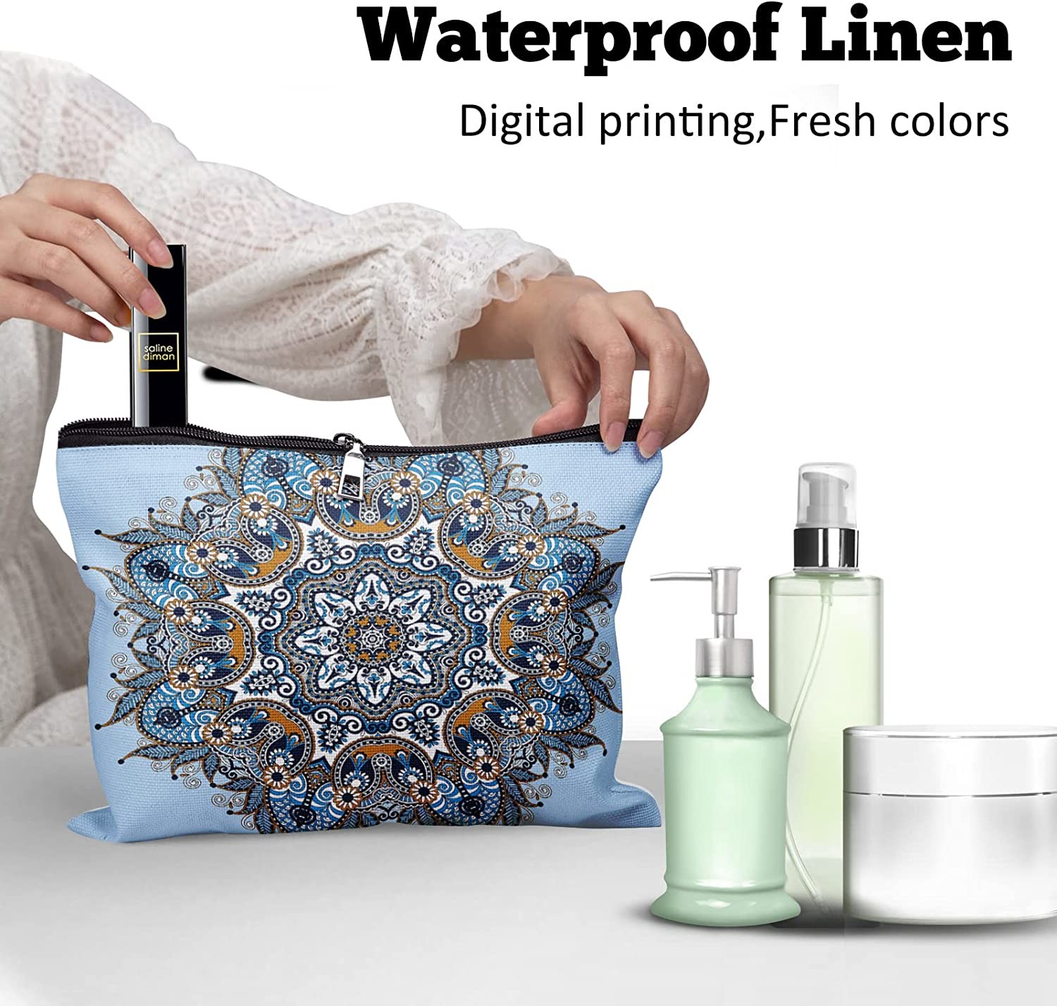 Lightweight Makeup Cosmetic Bag for Women Large Capacity Makeup Bags Travel Toiletry Bag Accessories Organizer 10 * 8in