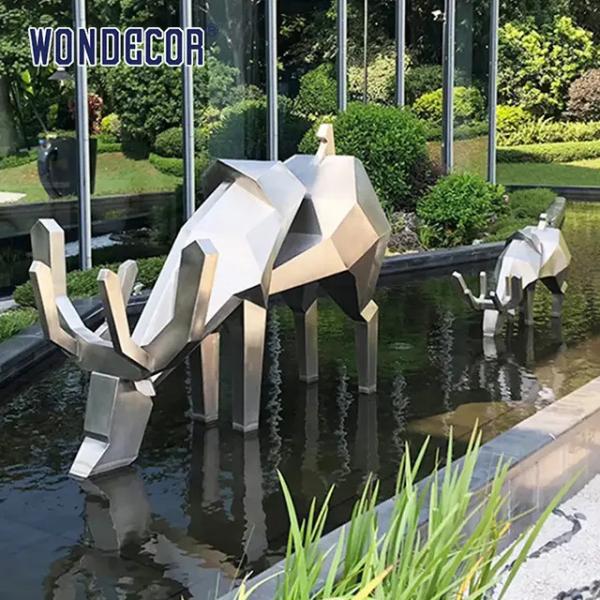 Buy cheap Geometric Polyhedral Deer Forged Metal Sculpture 120cm For Outdoor Decoration from wholesalers