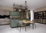 HPDL 18mm Modern Farmhouse Kitchen Brown Cabinets High Gloss Laminate Finish