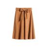 Buy cheap Camel Belted Knee Length Ladies Dress Skirt Suede Belted Bow Tie Whole Flare from wholesalers