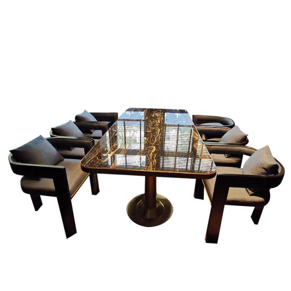 Quality Marble Restaurant Patio Furniture , Rectangular Square Marble Top Dining Table for sale