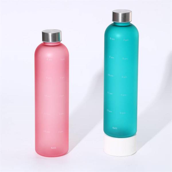 Buy cheap Stylish Gradient Outdoor Large Capacity Sports Frosted Plastic Water Bottle 1 Litre 1000ml Drink Bottle Bpa Free Safe With Copper Lid from wholesalers