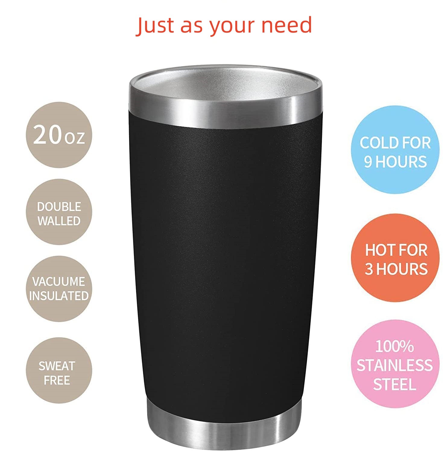 Insulated Water Bottles 20oz 304 Stainless Steel Water Tumbler With Lid Reusable Water Bottle Keep Hot For Sports Gym Travel