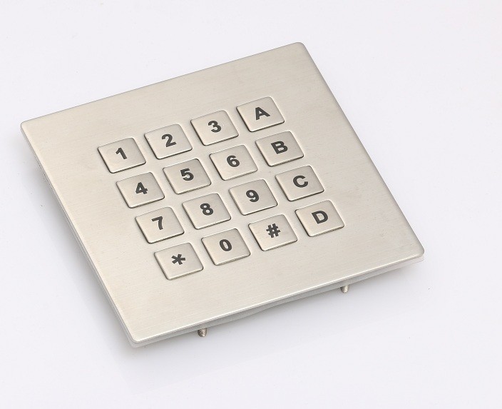 IP68 waterproof stainless steel brushed metal keypad with 16 key buttons for rugged telephone set
