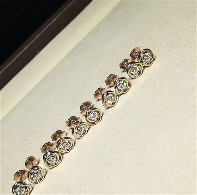 C Three circle ring earrings18K white gold, 18K yellow gold, 18K rose gold, diamond. Model: B8045300
