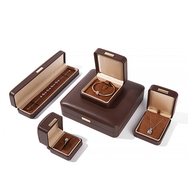 Coffee Vintage PU Square Buckle Packaging Box For Jewelry