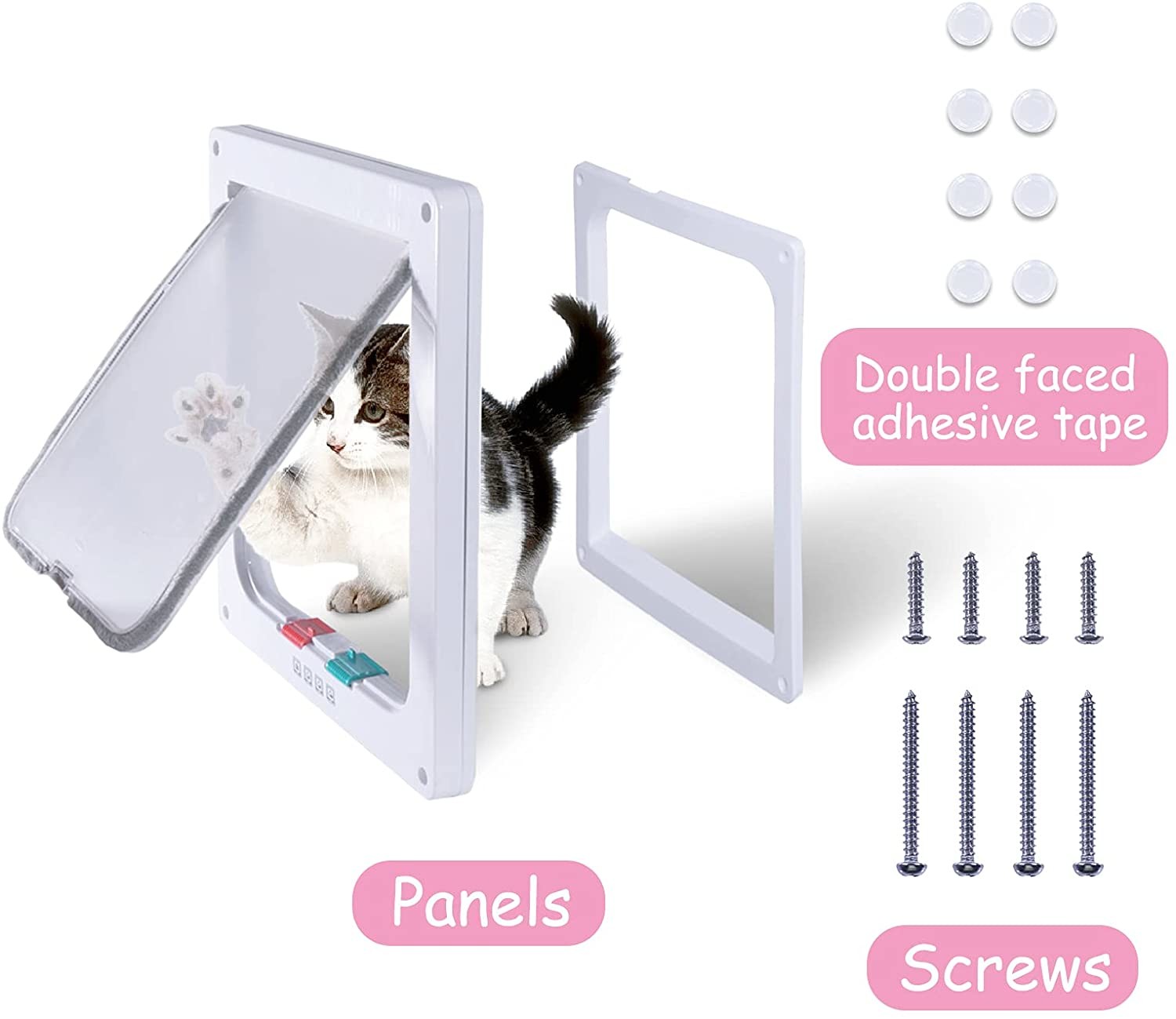 4 Way Locking Cat Door Flap For Interior Exterior Doors Weatherproof