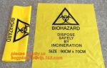 yellow printing self adhesive biohazard waste bag, Yellow infectious medical