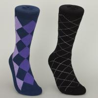 Buy cheap Blue / Black Rhombbus Cotton Dress Socks For Young Men Custom Made Size product