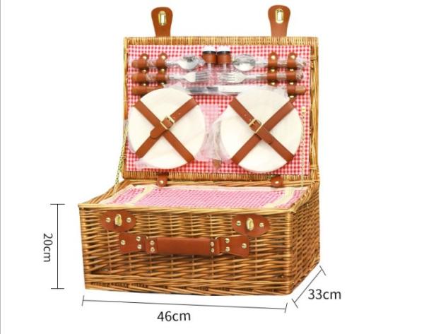 Buy cheap Fabric Linen Wicker Rattan Storage 4 Person Woven Willow Picnic Basket from wholesalers