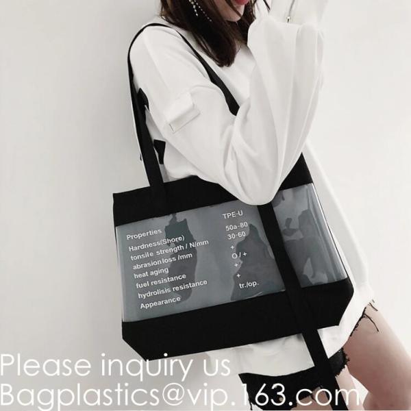 Transparent PVC Blanket Bag/Plastic Shopping Bag/Packaging Bag With Black Woven
