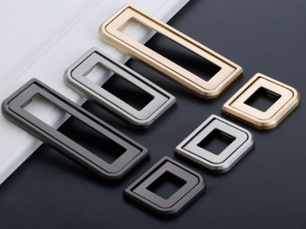 Brush Brass Hidden Drawer Pulls Kitchen Cabinet Knobs / Closet Square 96mm