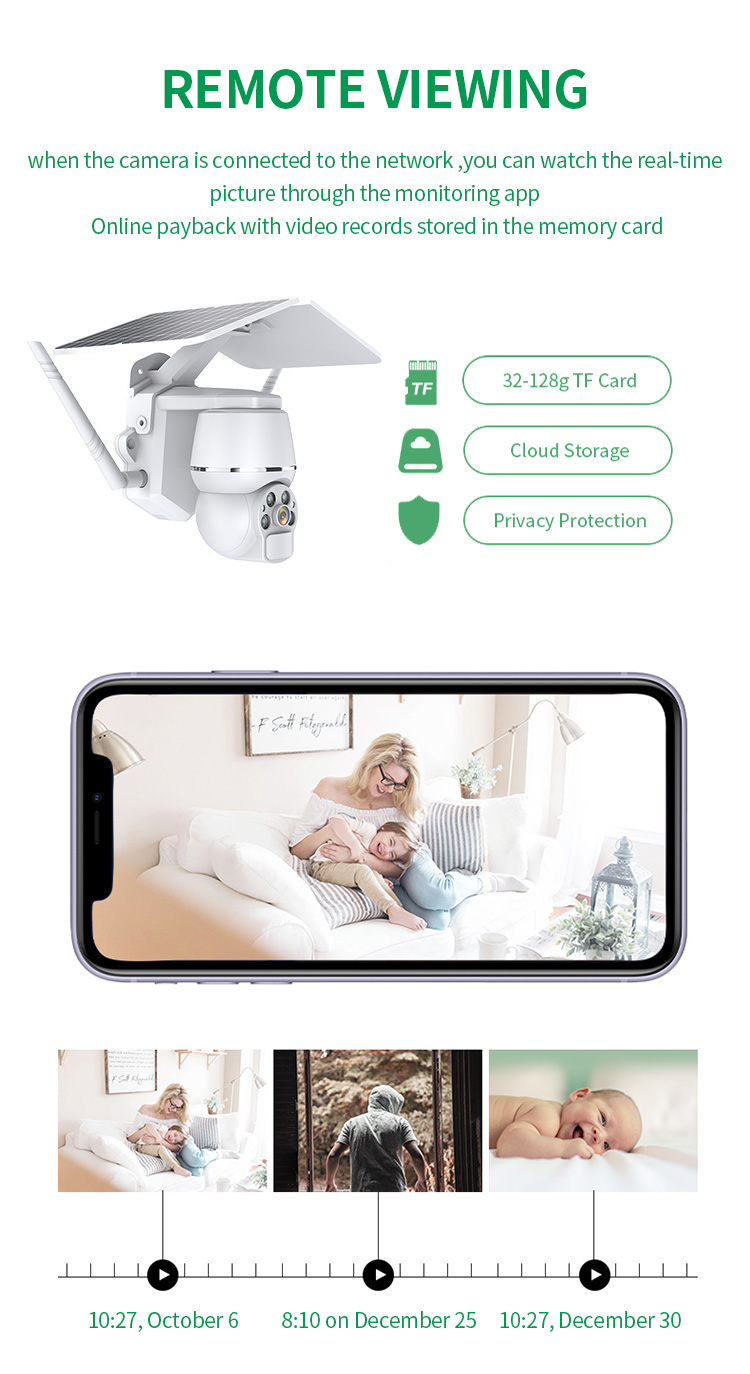 PTZ Wireless Outdoor Solar Panel Battery Security Camera Wifi Night Vision Waterproof