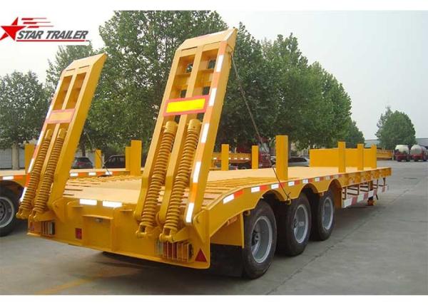 Buy cheap 45 - 100 Tons Lowboy Drop Deck Trailer , 3.5" Bolted King Pin Low Flatbed Trailer from wholesalers