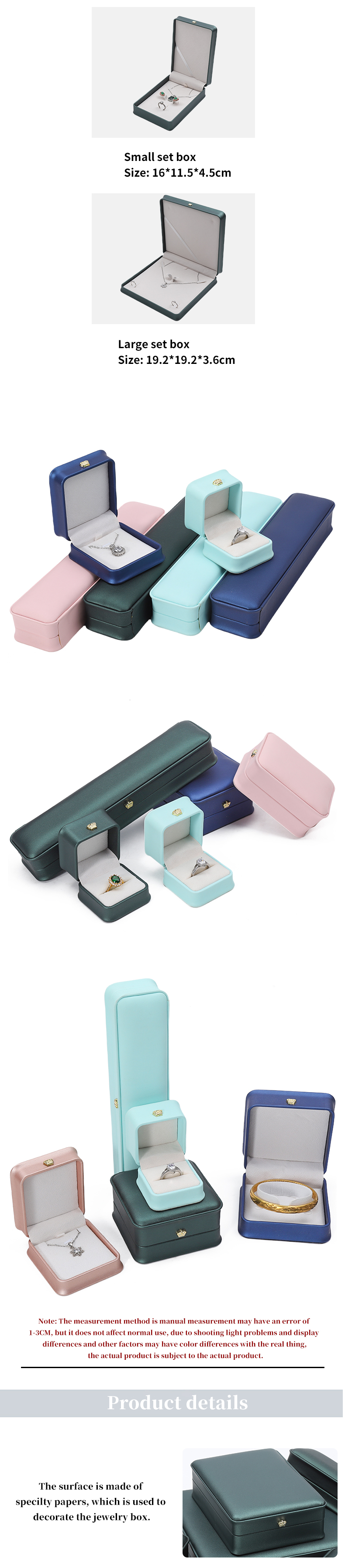 Custom Logo PU Leather Jewelry Box for Crown Bracelet Pendant Necklace Ring Packaging