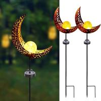 Buy cheap Crackle Glass Globe Antique Brass Outdoor Solar Moon Lights product