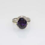 White Gold Plated 925 Silver Ring with 9mmx11mm Pink Cubic Zircon (R161)