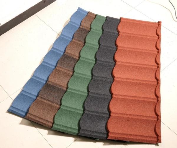 Buy cheap Custom Corrugated Roof Sheet Red Stone Coated Metal Tiles For Residential Industrial from wholesalers