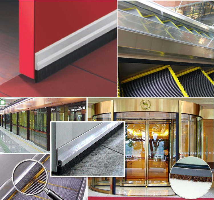 Door Sealing Furniture Dusting Black PP Nylon Bristle Strip Brush For Commercial Building