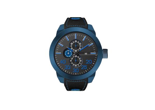 Buy cheap Oversize Mens Leather Strap Watches , Leather Belt Watches SS Back Cover from wholesalers