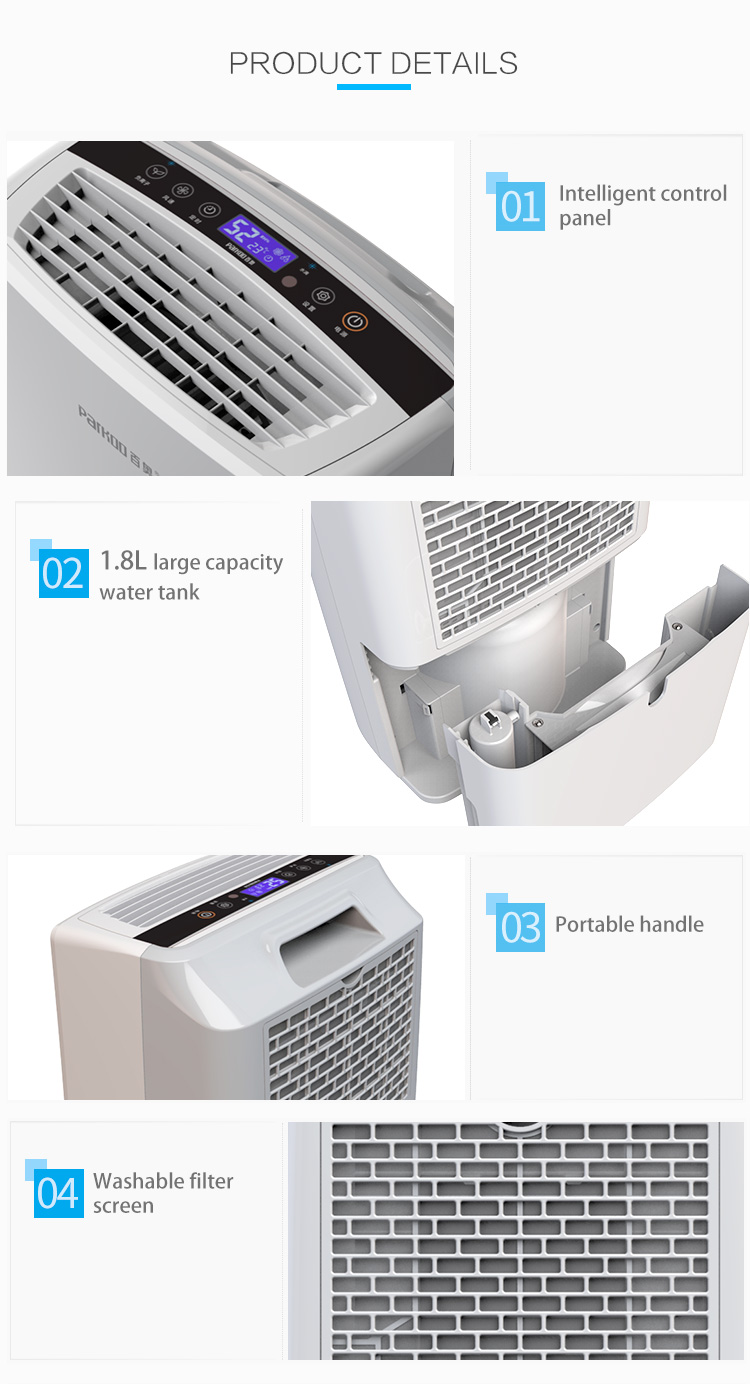 220V 50Hz 1.8L Water Tank Electric Safe Dehumidifier For Wardrobe