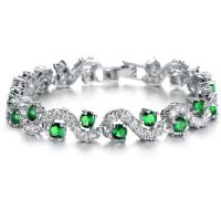 Buy cheap Platinum Plated Green Cubic Zirconia Tennis Bracelet for Women Jewelry product