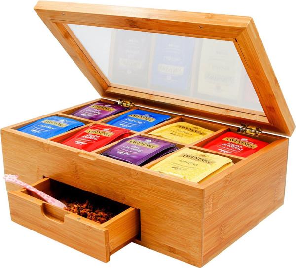 Buy cheap bamboo tea box tea bag organizer with drawer for hot selling from wholesalers