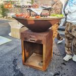 Corten Steel Garden BBQ Outdoor Cooking Grills Antique Fire Pit 31.5"