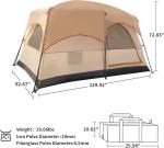 4-Person 3.3*2.1*1.85M Outdoor All Weather Khaki Waterproof Coated Polyester 2