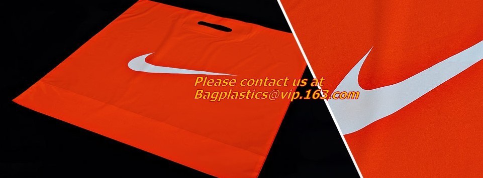Custom Printed Stand Up Block BottomSoft Loop Handle Plastic Carrier Shopping Bag，Plastic Soft Loop Handle Bag for Shopp