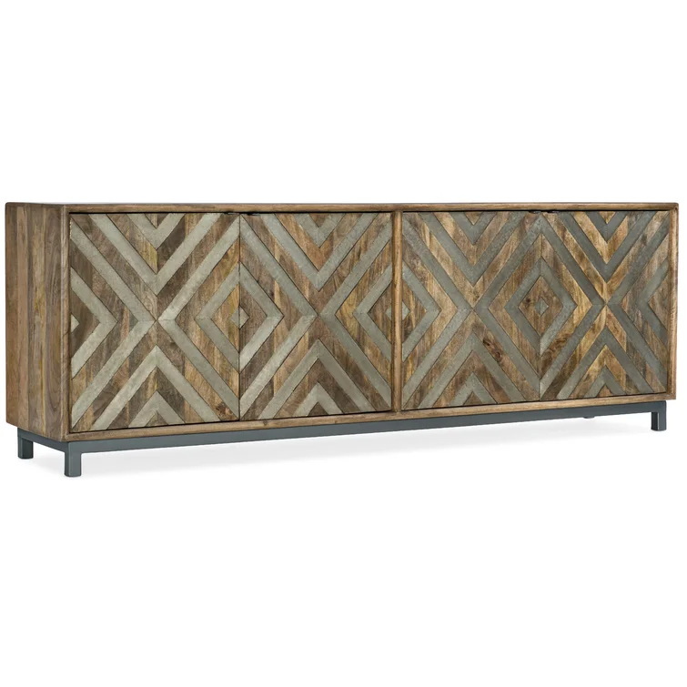 Custom Wooden Kitchen Sideboard Media Console With Glass Doors