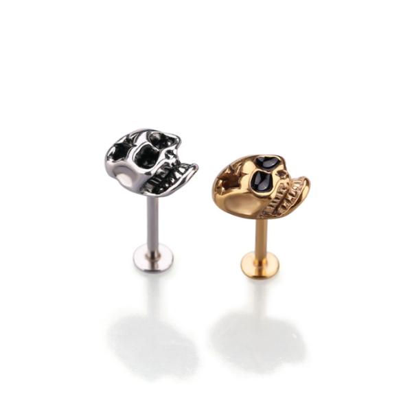Buy cheap Surgical Steel Skull Cartilage Earring tragus helix piercing labret piercing cool skull lip piercing rings from wholesalers