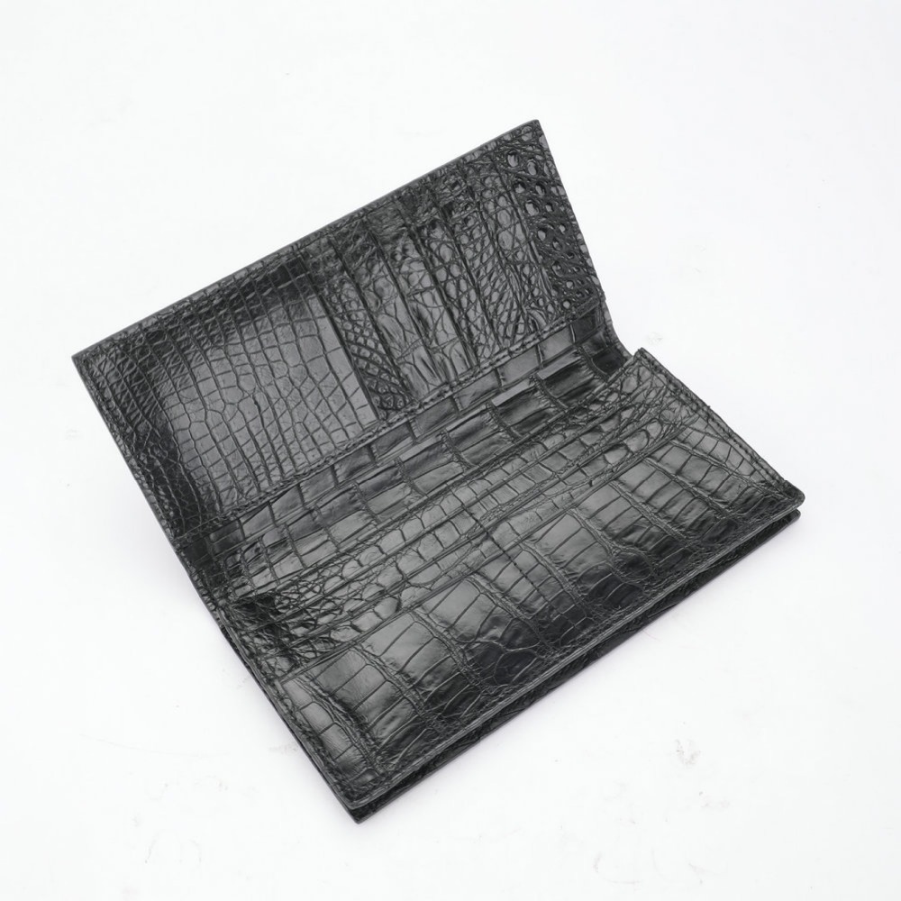 Genuine Crocodile Belly Skin Businessmen Suits Clutch Wallet Authentic Alligator Leather Lining Male Long Card Purse
