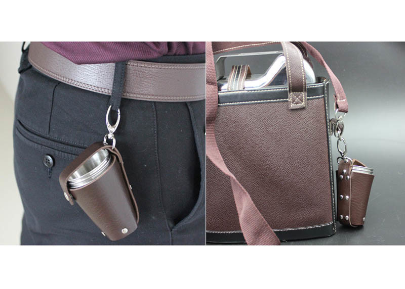 High Grade Metal Wine Cup Pu Skin Pat For Men European Style Logo Printable