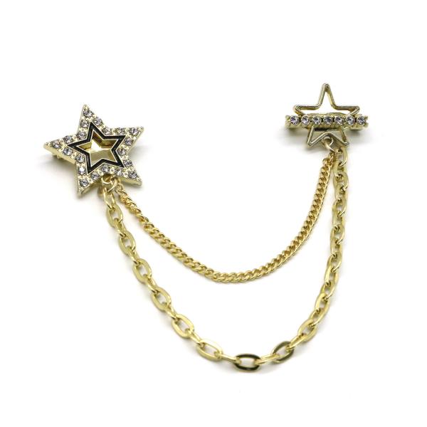 Buy cheap Hollow Shirt Collar Pin Chain Pentagonal Stars Inlaid Crystal Diamond from wholesalers