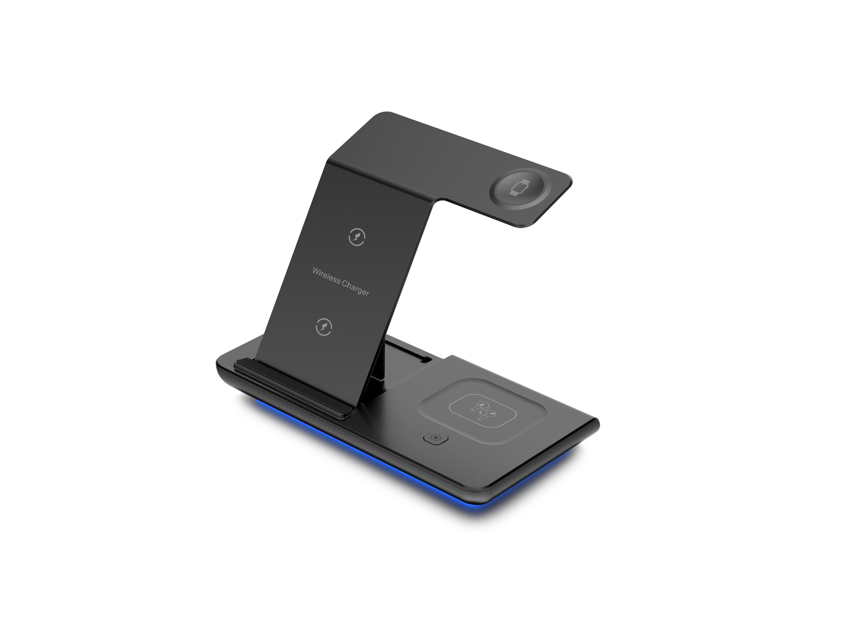LED Light Multifunction Wireless Charger for 15W Fast Charging and Qi-enabled Devices