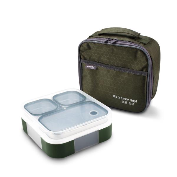 Buy cheap 720ml Leak Proof 3-Compartment Bento Lunch Box with Snap Lock Green from wholesalers