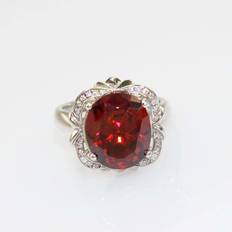 Women Jewelry Oval 10mmx12mm Garnet Cubic Zirconia Sterling Silver Ring(F51)