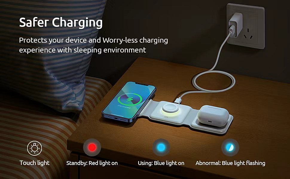 3 In 1 Magnetic Wireless Charging Night Light 121g Fast Charger 15W