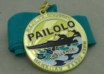 Synthetic Ribbon Medals With Zinc Alloy Gold Die Casting Swimming Medal