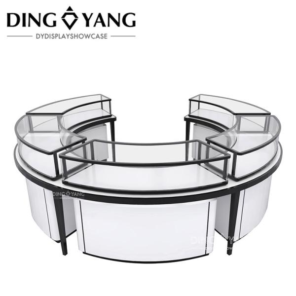High End Lockable Jewelry Showcase Display Customize Factory Round Black And
