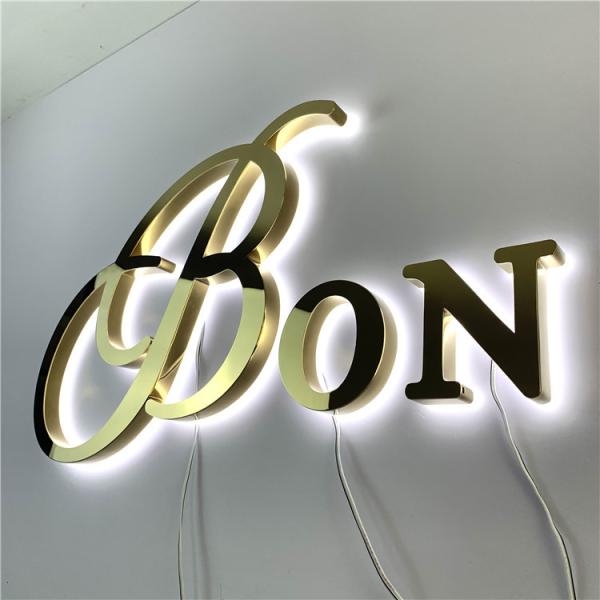 Buy cheap 30mm Mirror Gold Hotel Backlit Channel Letter Signs from wholesalers