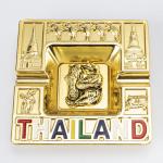 Stylish Portable 100*100MM Gold Color Plated Metal Ashtray Made From Recycled