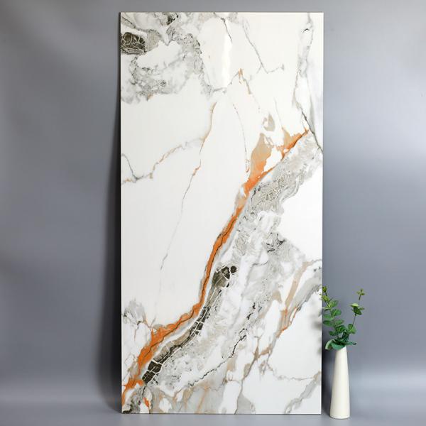 Quality Calacatta White Gold Veins Marble Porcelain Slab Tile Sintered Stone 600x1200mm for sale