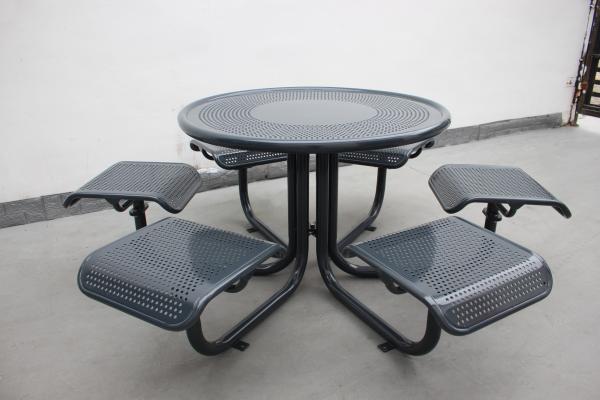 Buy cheap Perforated Metal Outdoor Picnic Tables Round With Six Chairs from wholesalers