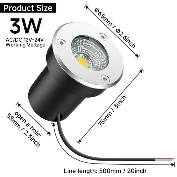 IP67 Outdoor Light Warm White COB Underground Light Round Shape Inground Light