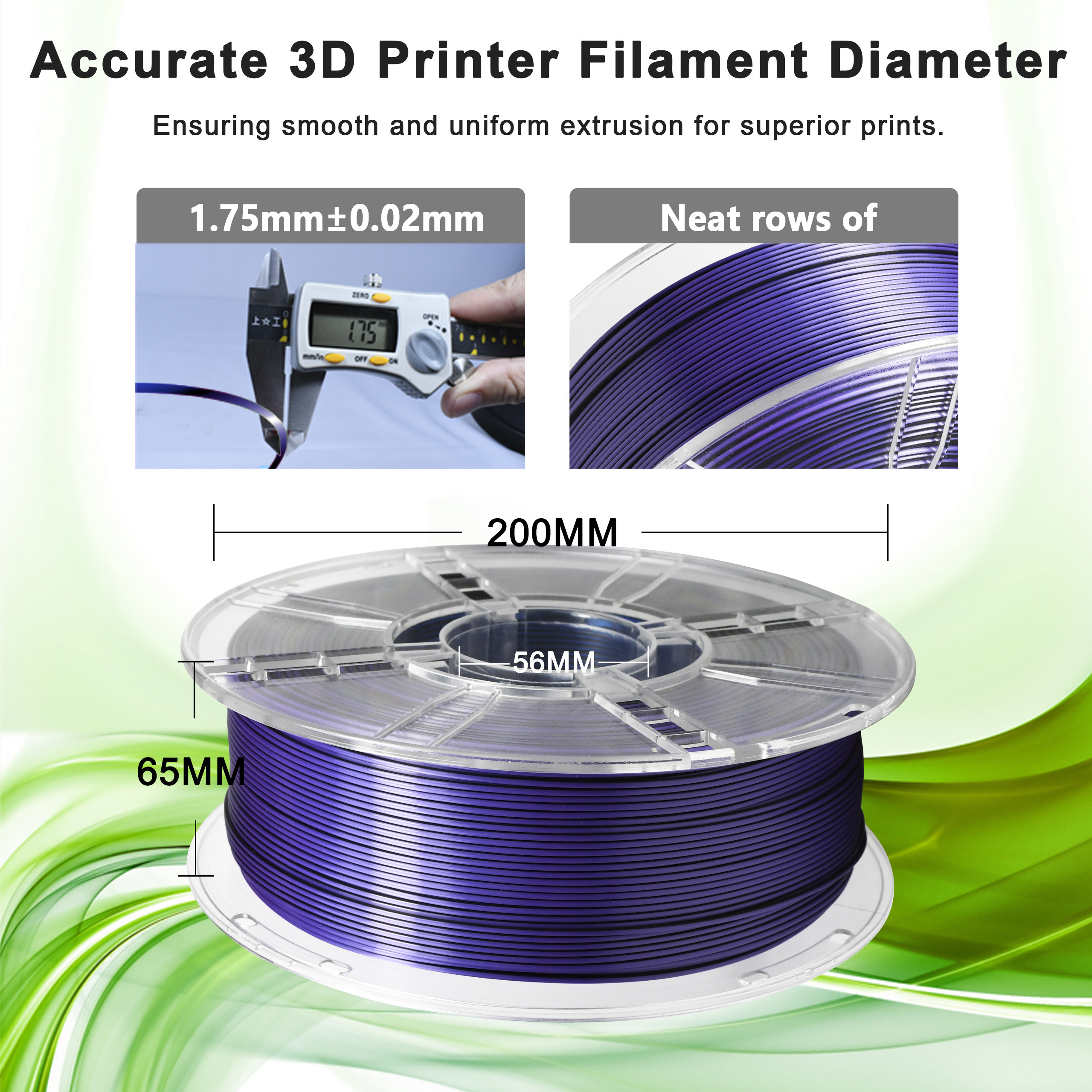 1.75mm Printing Temperature 1000g Silk Blue Black Purple PLA Filament for 3D Printer
