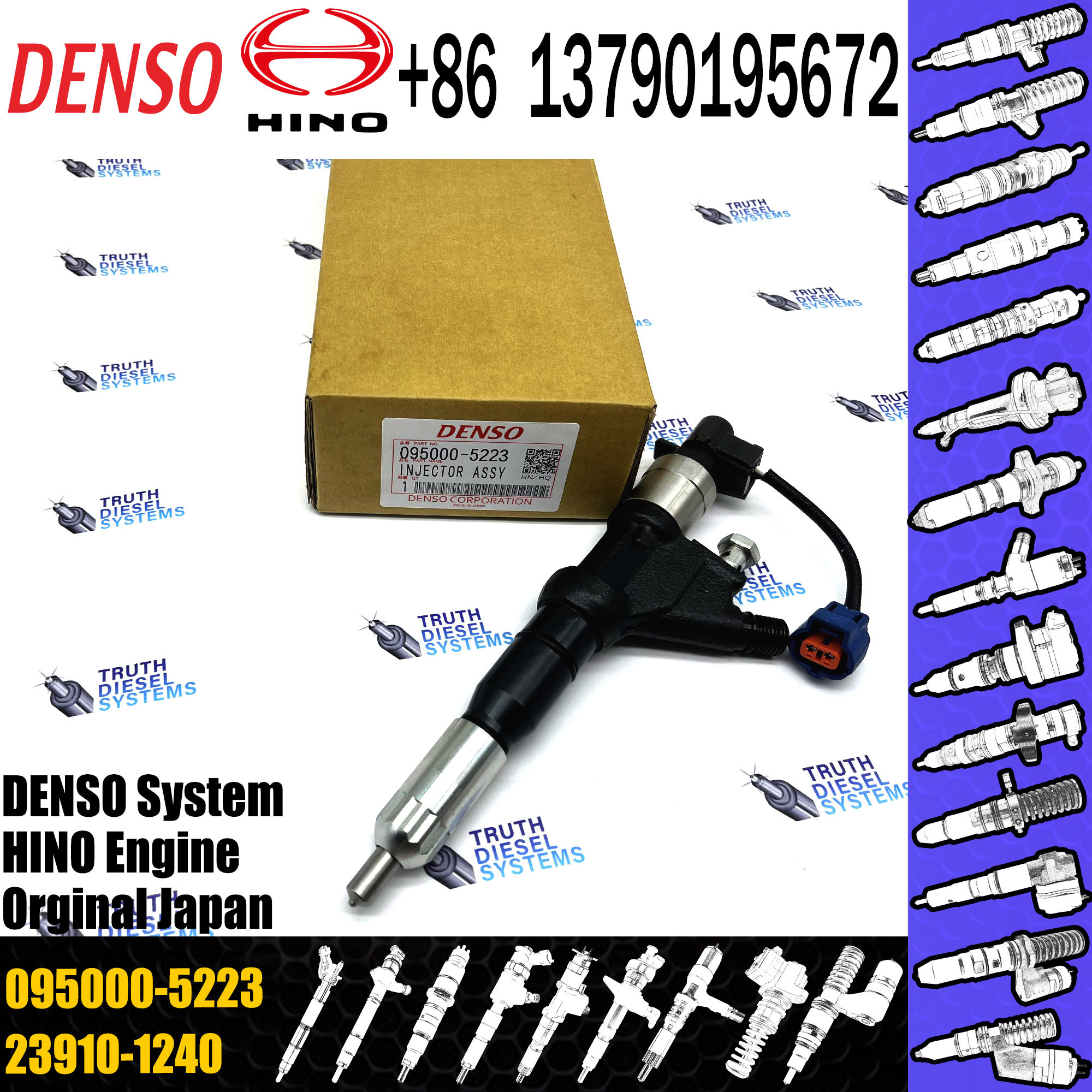 095000-5223 Common rail injector 095000-5223 for HINO E13C 700 Series 23670-E0340 23670-E0341