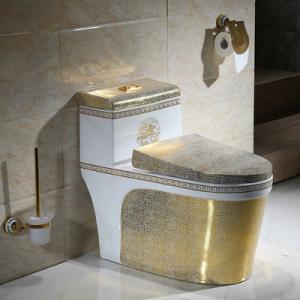 Wholesale Luxury Bathroom Golden Single Piece Toilet Bowl Ceramic Sanitary Ware from china suppliers